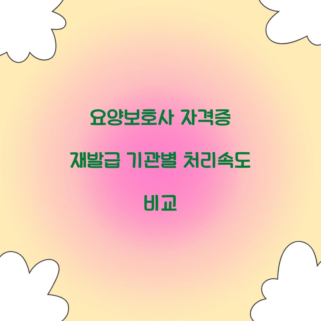 요양보호사 자격증 재발급 기관별 처리속도 비교  