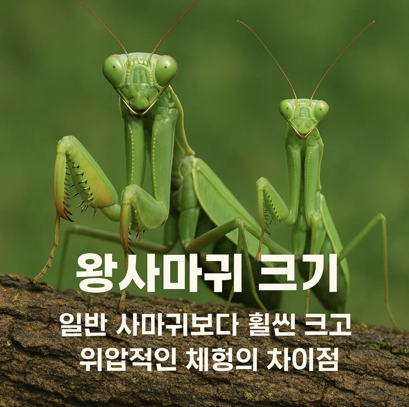 왕사마귀 크기 일반 사마귀보다 훨씬 크고 위압적인 체형의 차이점