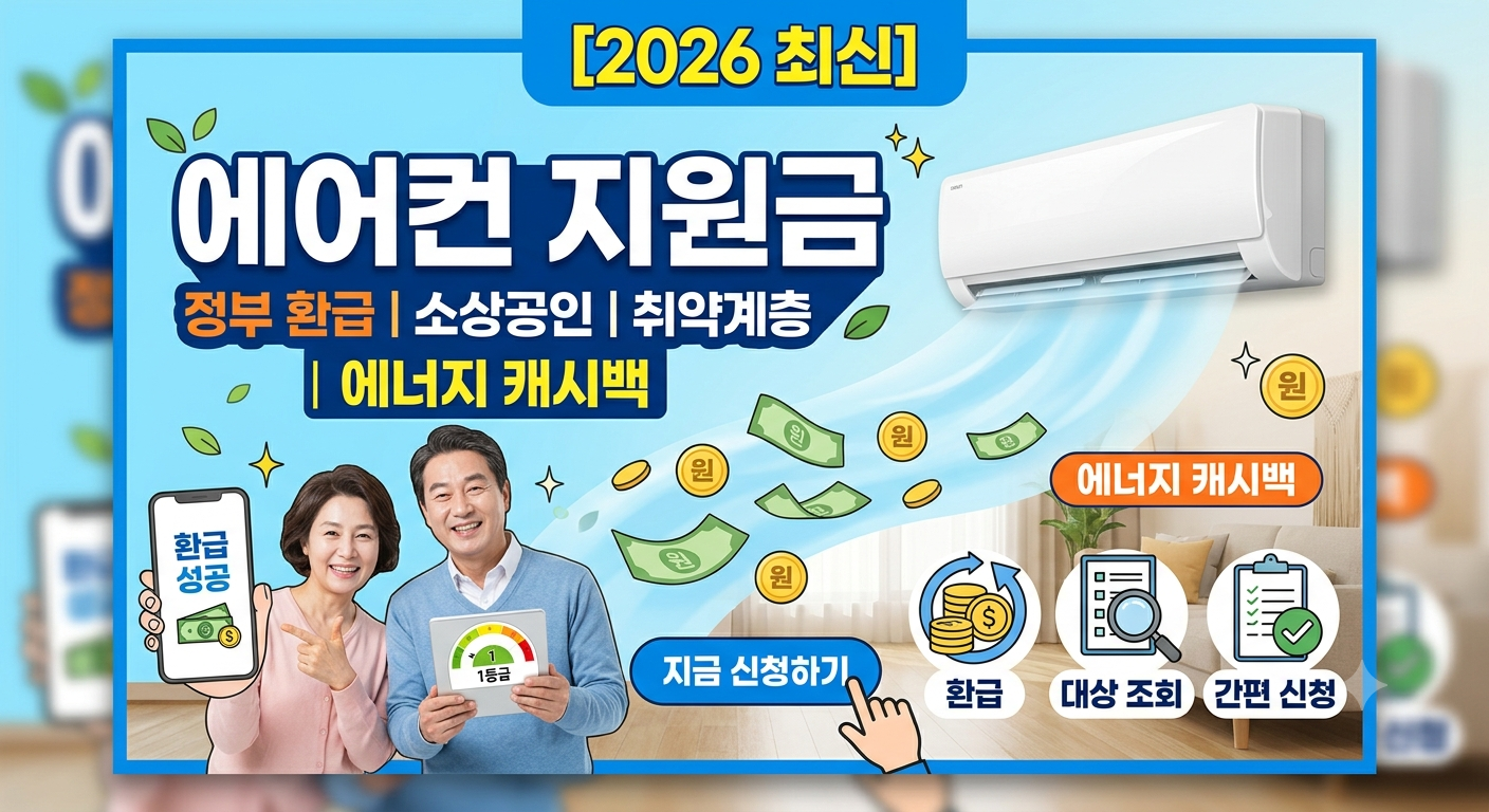 alt="2026년 에어컨 지원금 정부 환급 및 소상공인 취약계층 주택용 에너지 캐시백 신청 방법 안내 썸네일"