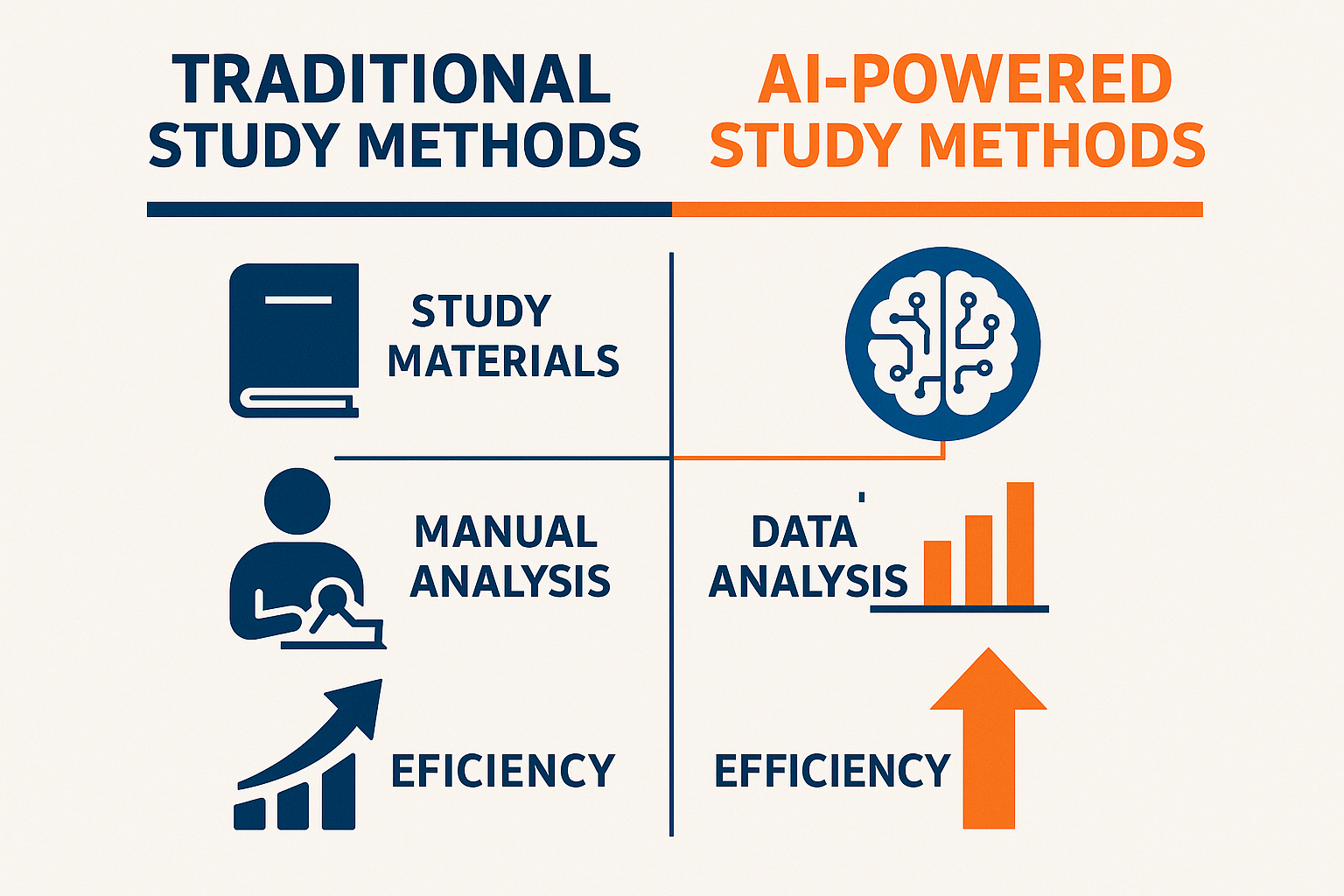 AI-powered study methodology comparison chart