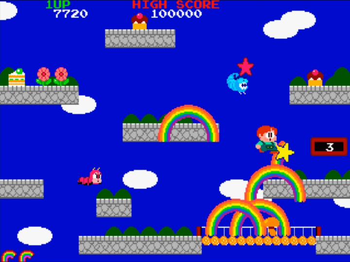 무지개를-펼쳐-애벌레를-처치하는-화면