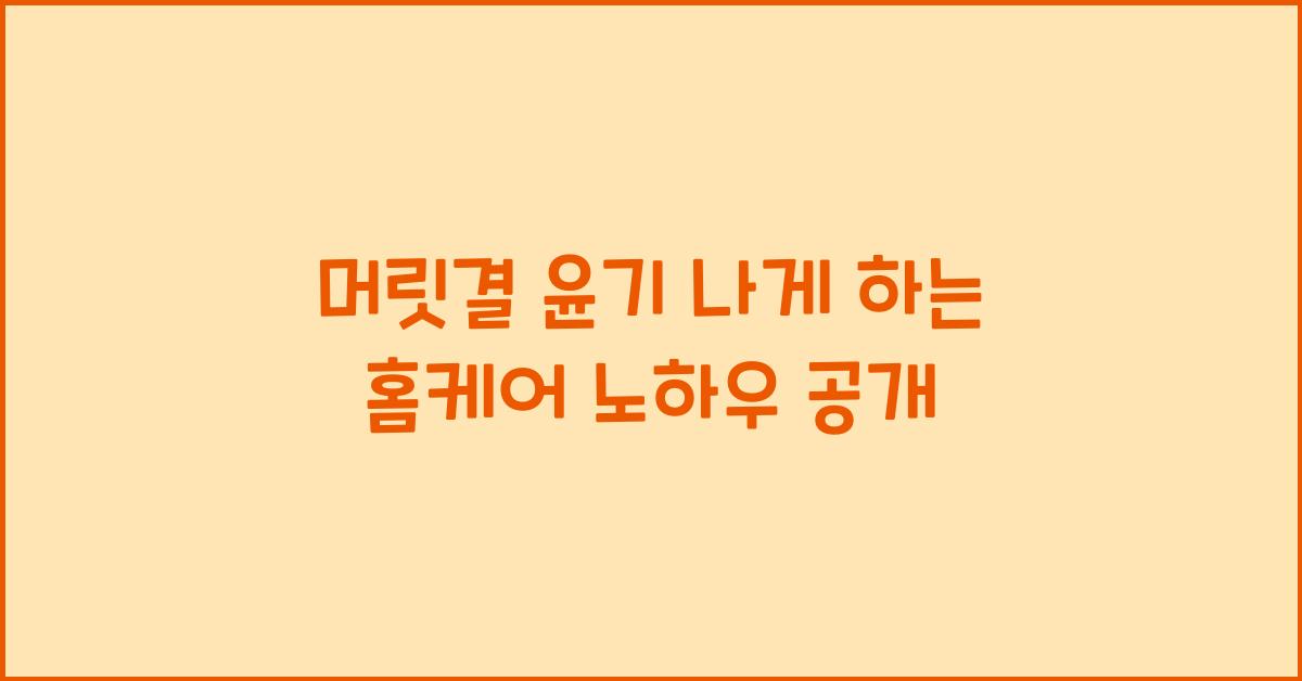 머릿결 윤기 나게 하는 홈케어