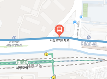 서빙고역교차로에서 인천공항 리무진 공항버스(6030번) 지도 위치