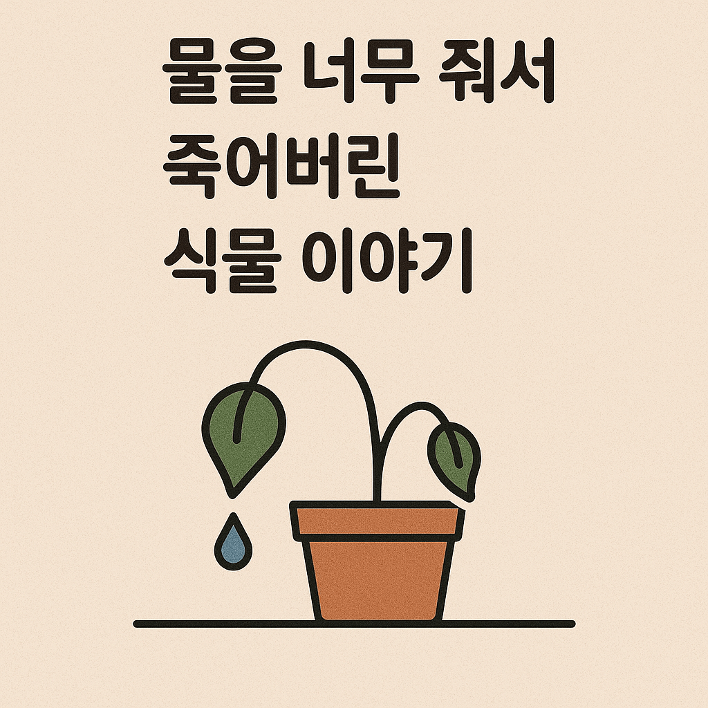 화분 속 식물이 과습으로 시들어버린 모습