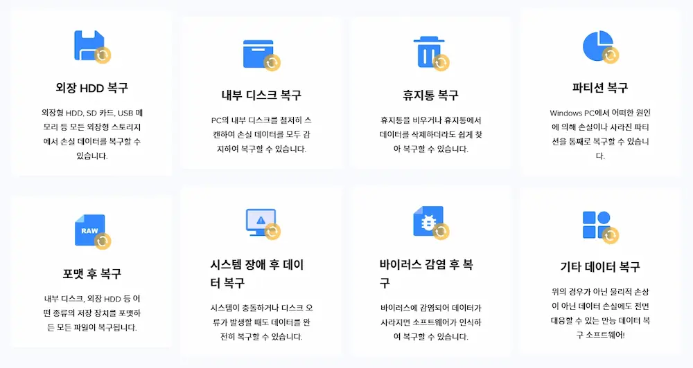 휴지통 영구삭제 파일 복구 프로그램 이지어스 기능