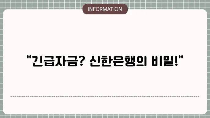 신한은행 쏠편한 비상금대출 금리 및 조건