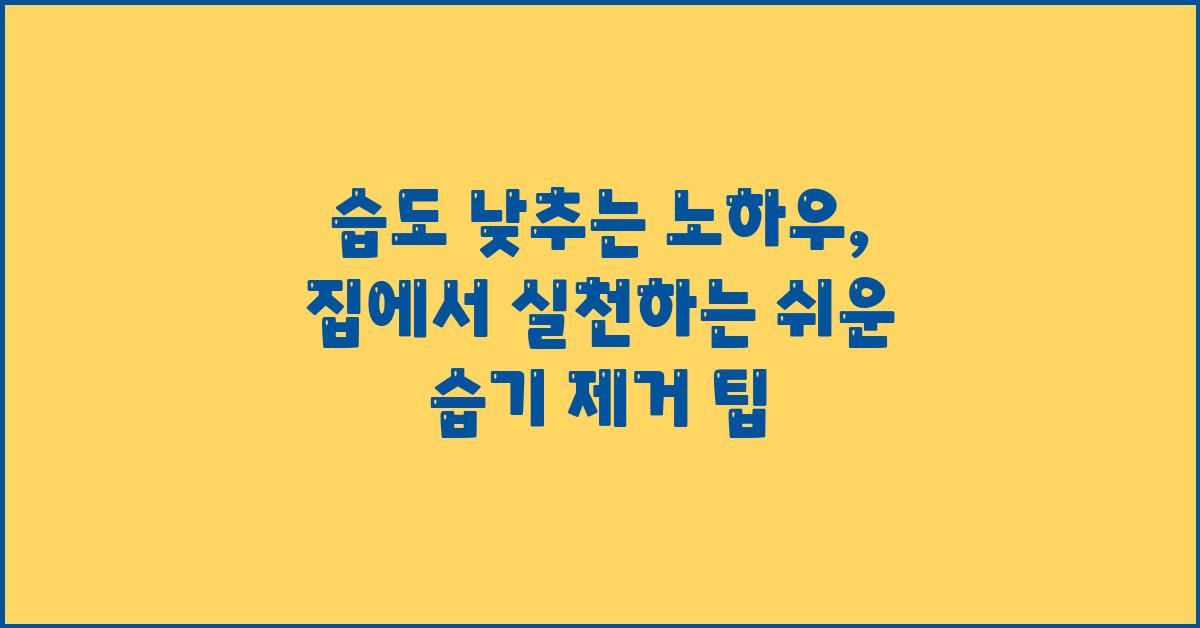 습도 낮추는 노하우: 효과적인 습기 제거 방법