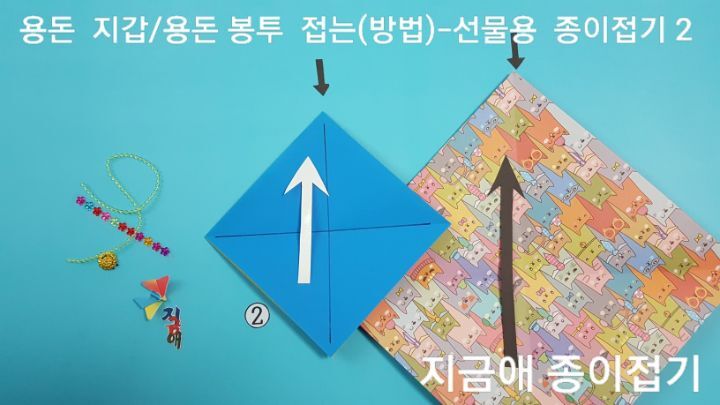 지갑 접기 방법 2번의 설명에 따라 접도록 하며, 아동 종이 접기 활동으로 즐겁게 할 수 있는 지갑 접기입니다.