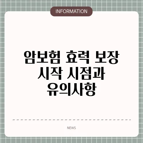 암보험 효력 보장 시작 시점과 유의사항