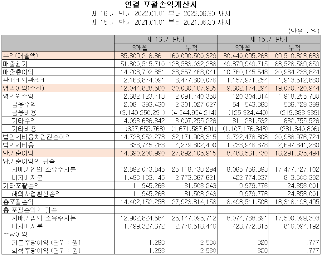천보 - 손익계산서