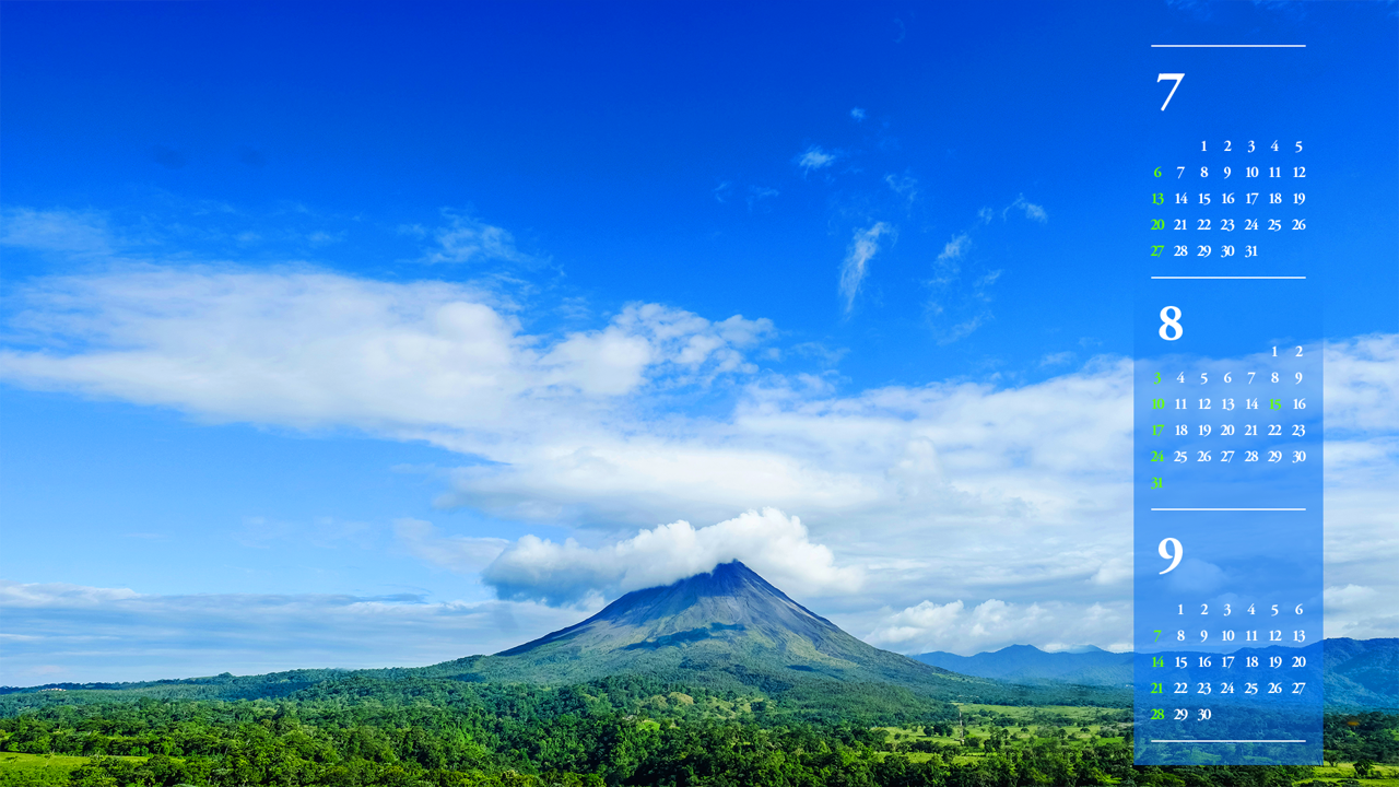 01 아레날화산과 푸른하늘 B - 2025년8월 노트북배경화면