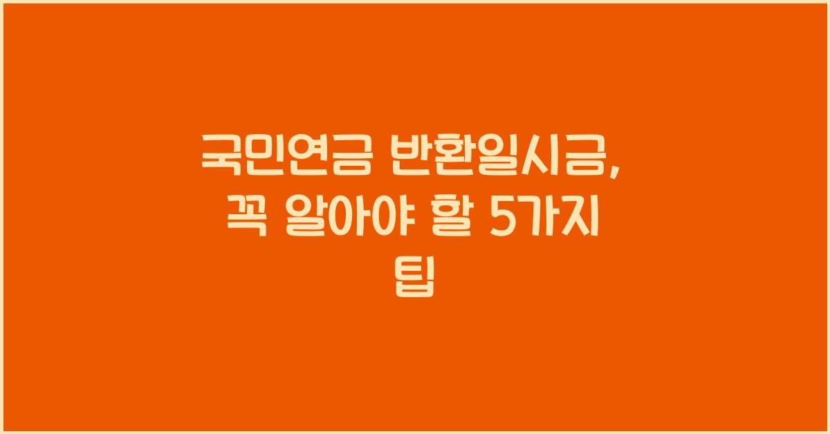 국민연금 반환일시금
