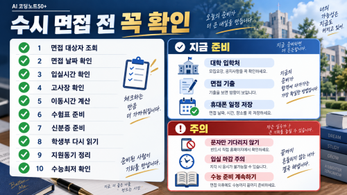 2027 수시 면접 대상자 발표 면접시간 준비물 고사장 수능최저 체크리스트