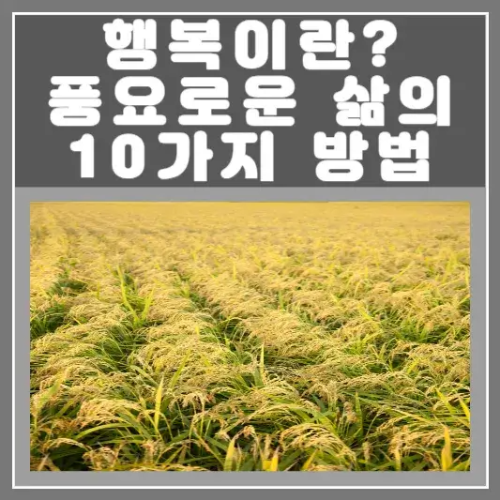 행복이란 풍요로운 삶의 10가지 방법