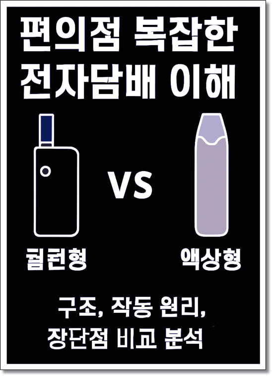 편의점 복잡한 전자담배 이해! 궐련형 전자담배와 액상형 전자담배 구조, 작동 원리, 장단점 비교 분석