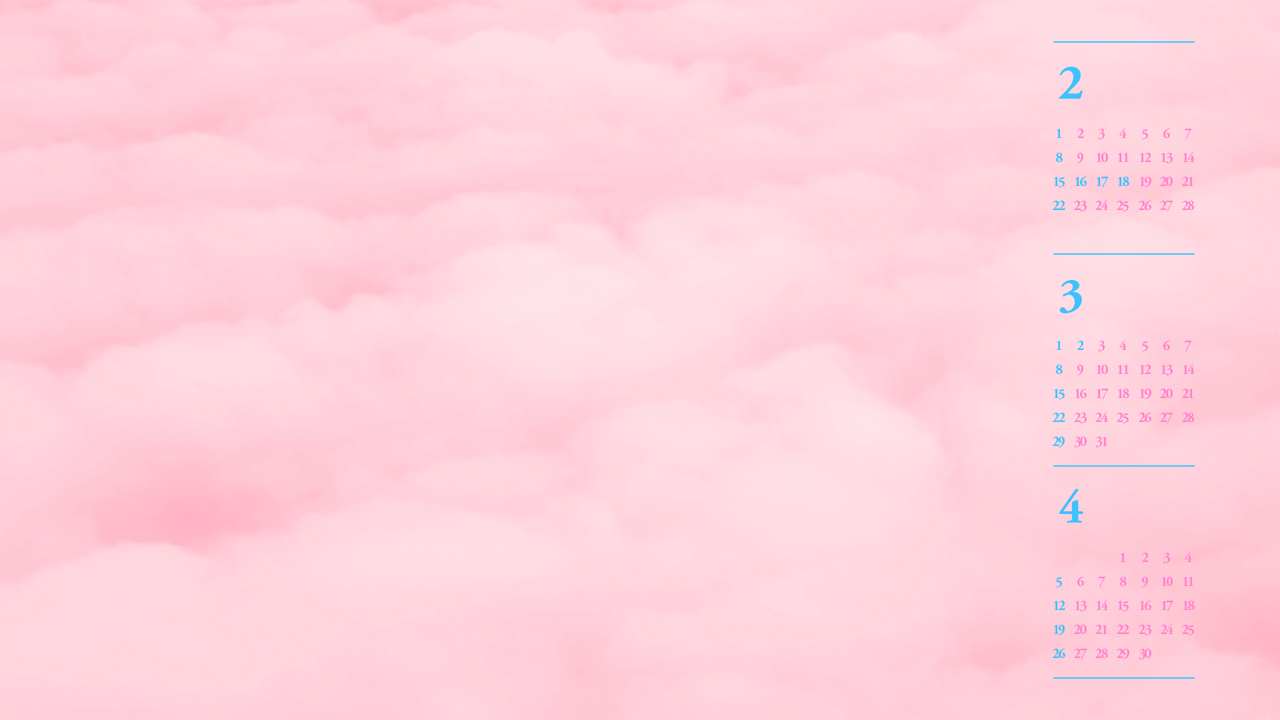 06 분홍 구름 B - 2026년3월 달력배경화면