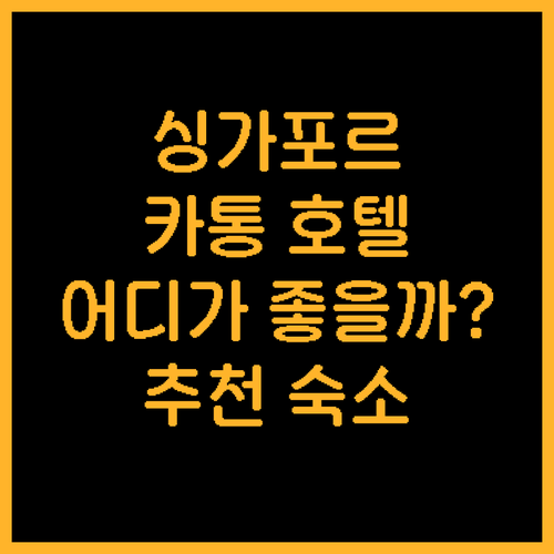 싱가포르 카통 지역 추천 호텔! 나에..