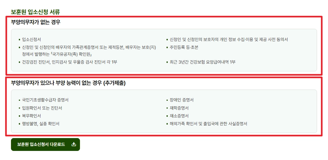 보훈대상자 양로지원 신청자격,입소절차,입소대상 3분 확인