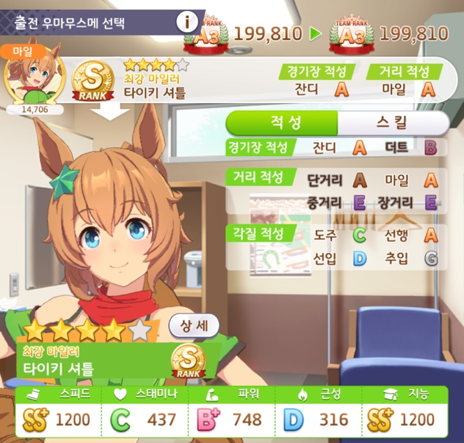 타이키 셔틀 육성 사진