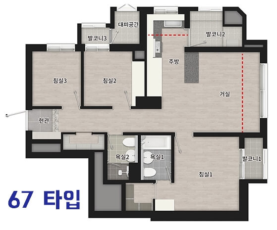 천왕역 모아엘가 트레뷰 중 67 타입
