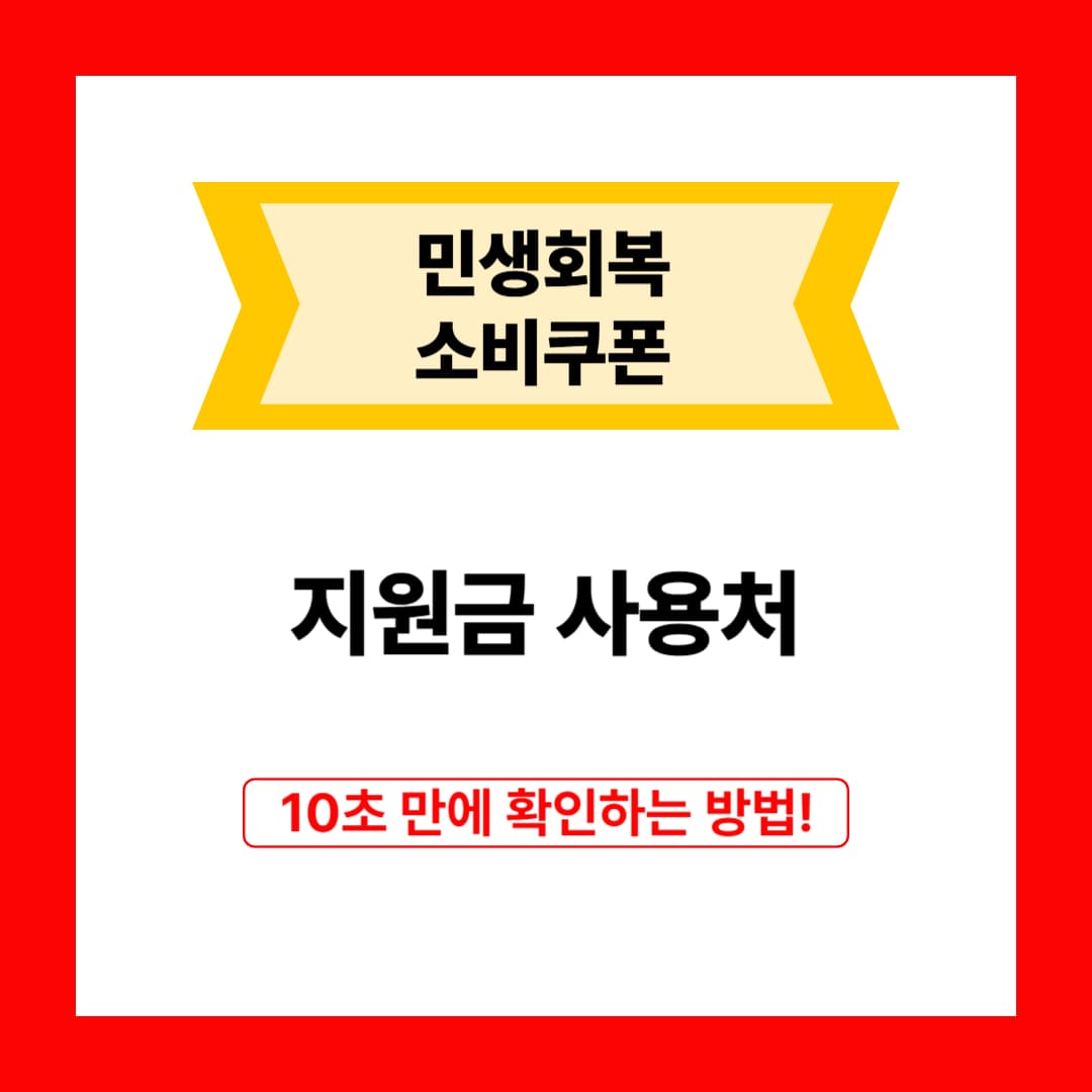 민생회복 소비쿠폰 지원금 사용처