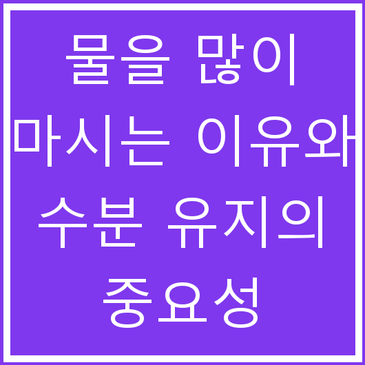 물을 많이 마시는 이유와 수분 유지의 중요성