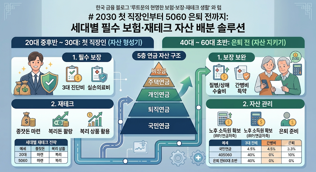 2030 첫 직장인부터 5060 은퇴 전까지: 세대별 필수 보험&middot;재테크 자산 배분 솔루션