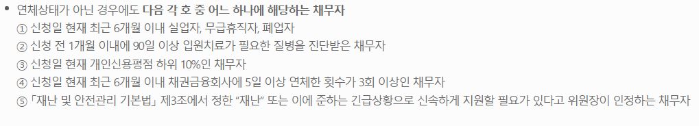 신용회복위원회-신속채무조정-조건