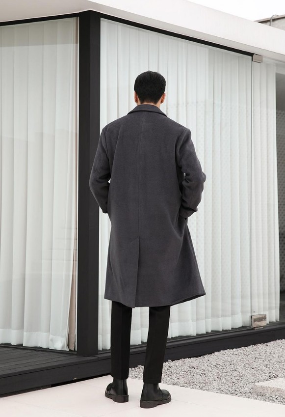 제타22 남성용 고급 블렌디드 오버핏 프리미엄 베이직 싱글 코트