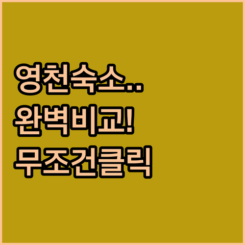 영천 여행 출장 숙소 고르는 법 호텔..