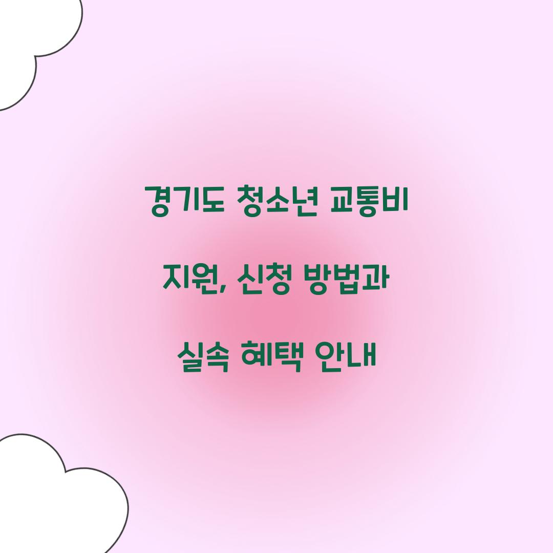 경기도 청소년 교통비 지원