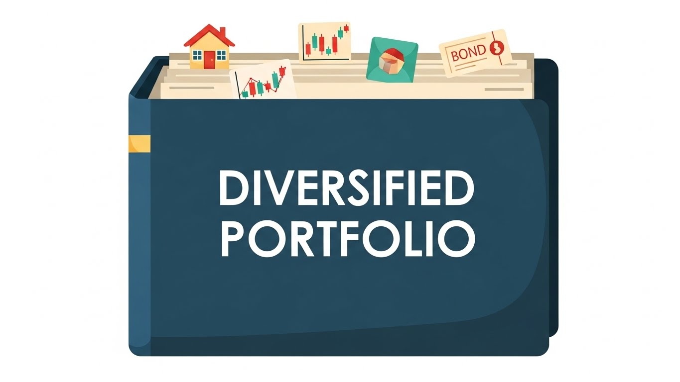 안정적인 자산 배분과 분산 투자를 나타내는 다양한 자산 아이콘 이미지