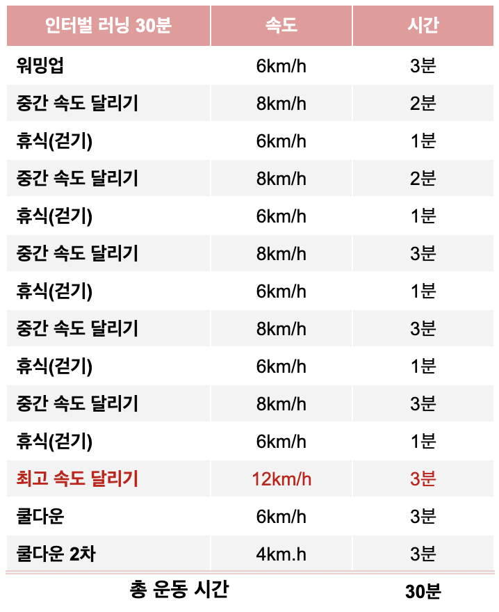 유산소 인터벌