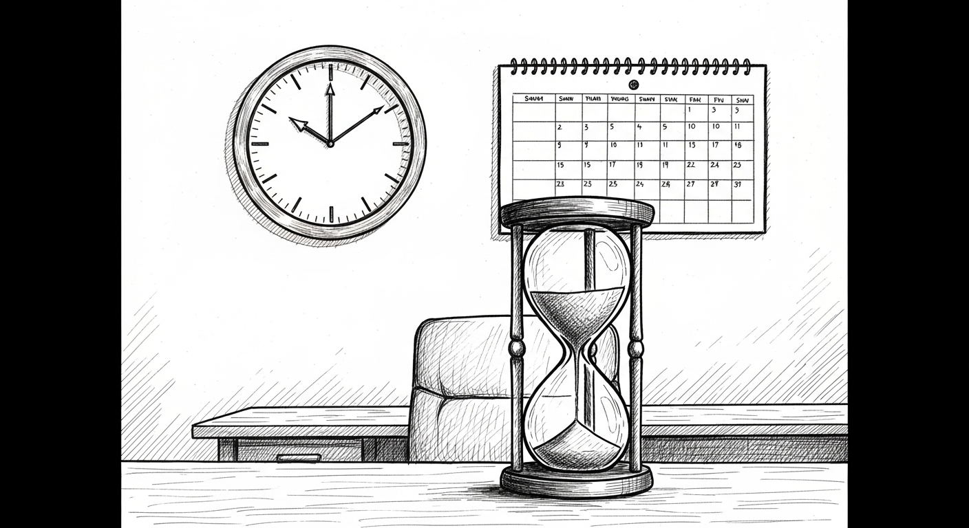 마감 기한과 시간 관리를 나타내는 시계와 달력