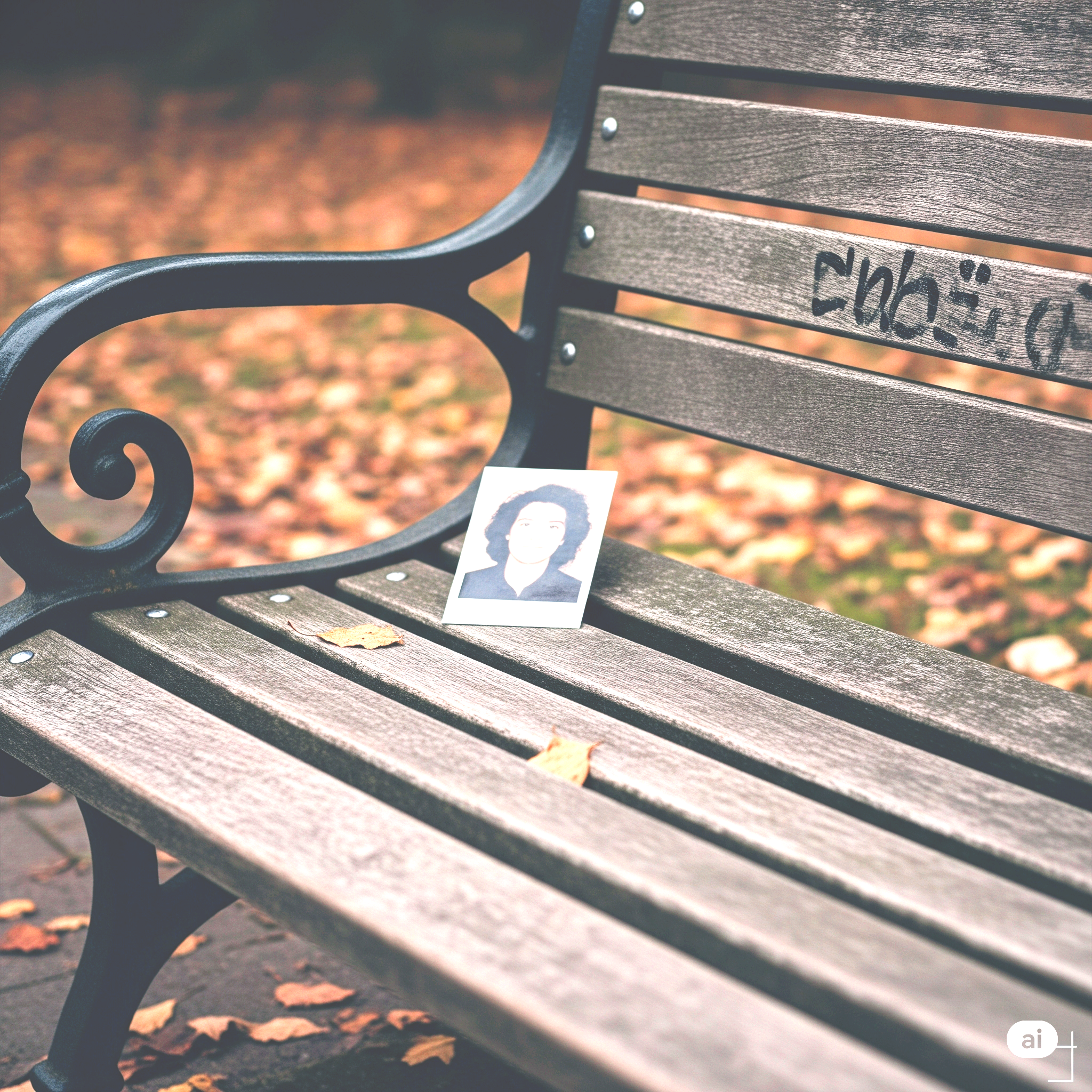 공원 벤치 위 사진