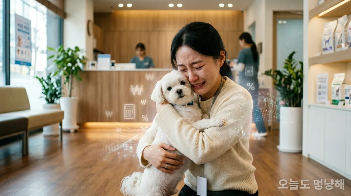 펫보험으로 의료비 부담을 덜고 반려동물과 교감하는 보호자의 모습