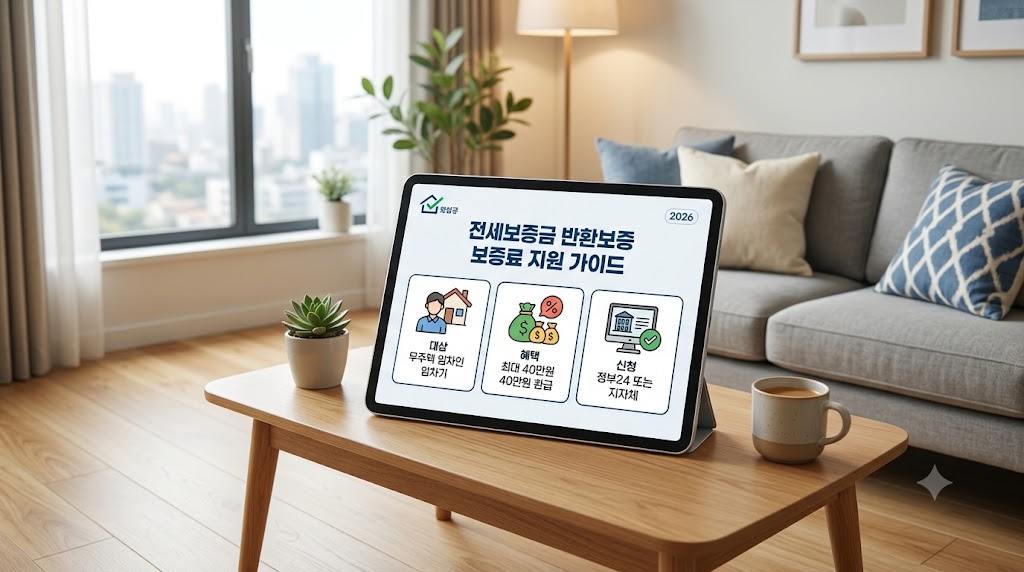 전세보증금 반환보증 보증료 지원 2026, 이미 냈다면 최대 40만원 돌려받는 법