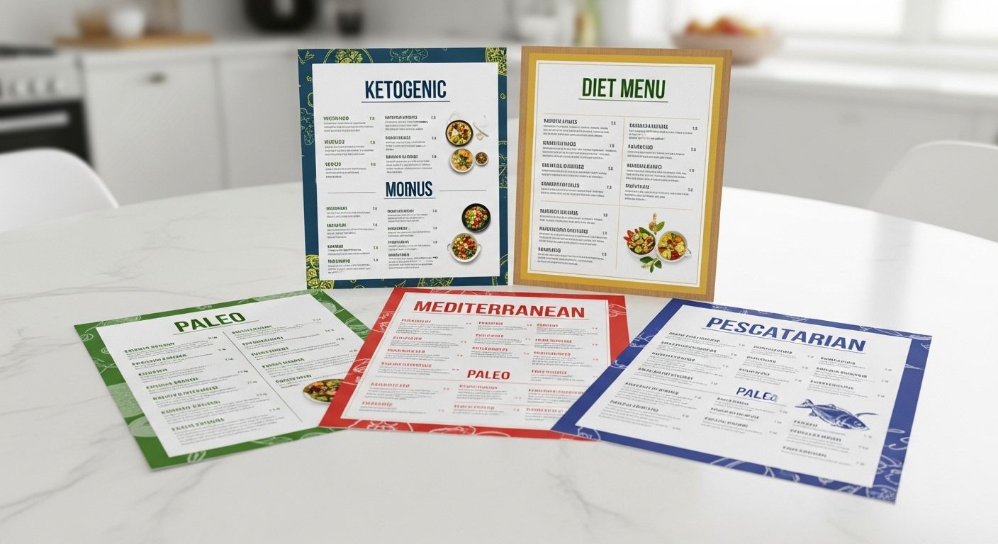 다이어트 식단 5가지를 한 테이블에 정갈히 배열