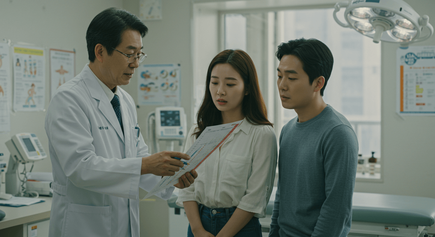 소아과 의사가 부모에게 성장곡선을 보여주며 설명하는 장면 2