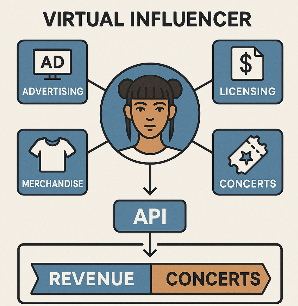 가상 인플루언서 매출 흐름 차트