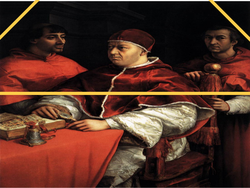 교황 레오 15세와 두 추기경 (Pope Leo X with Two Cardinals)-중요 부분 하이라이트