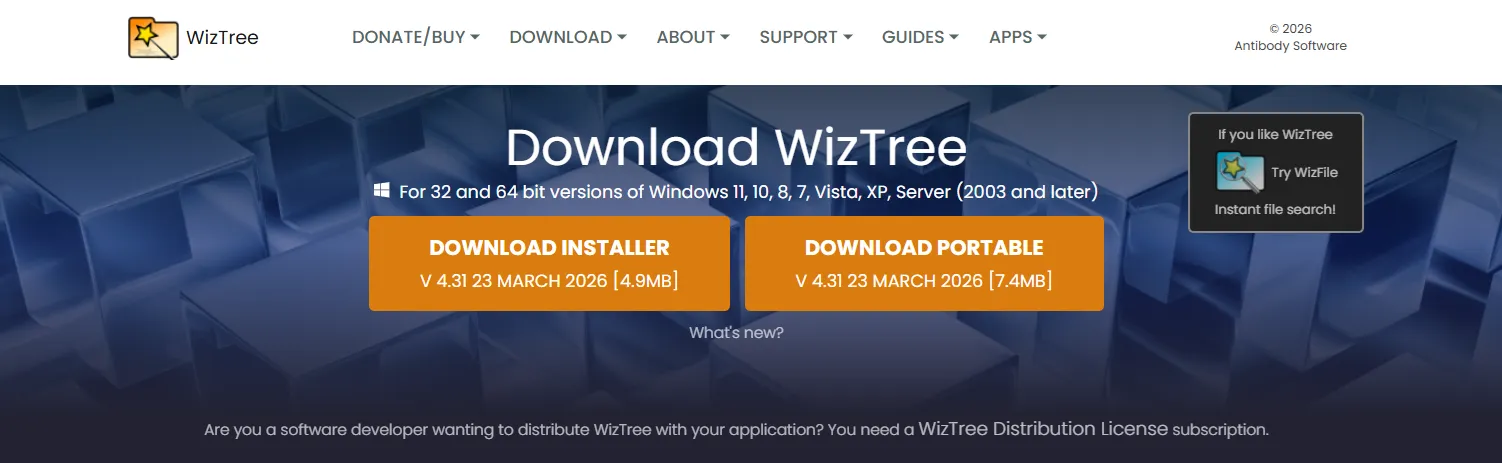 디스크 용량 분석 WizTree 다운로드