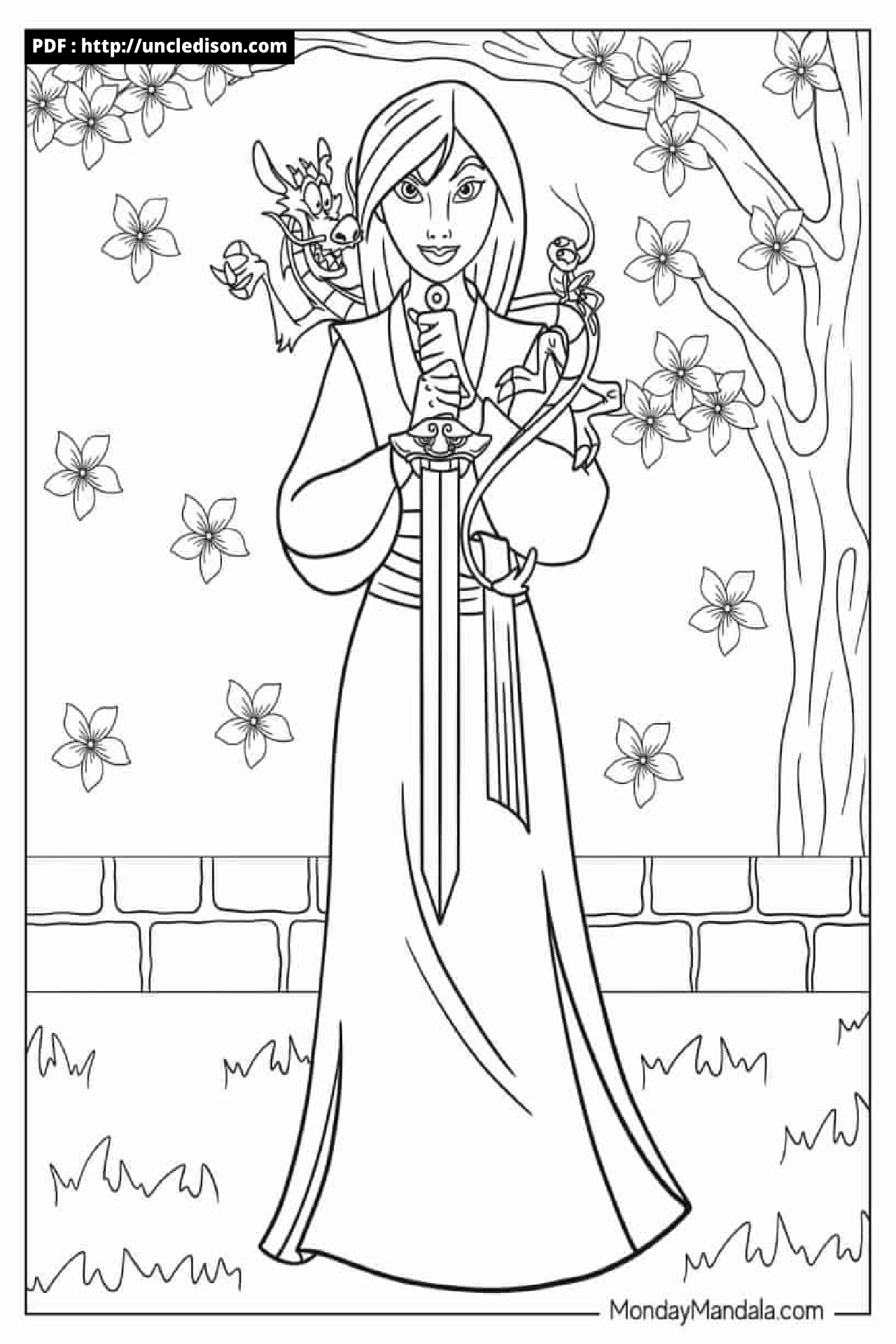 뮬란 색칠공부 디즈니 도안