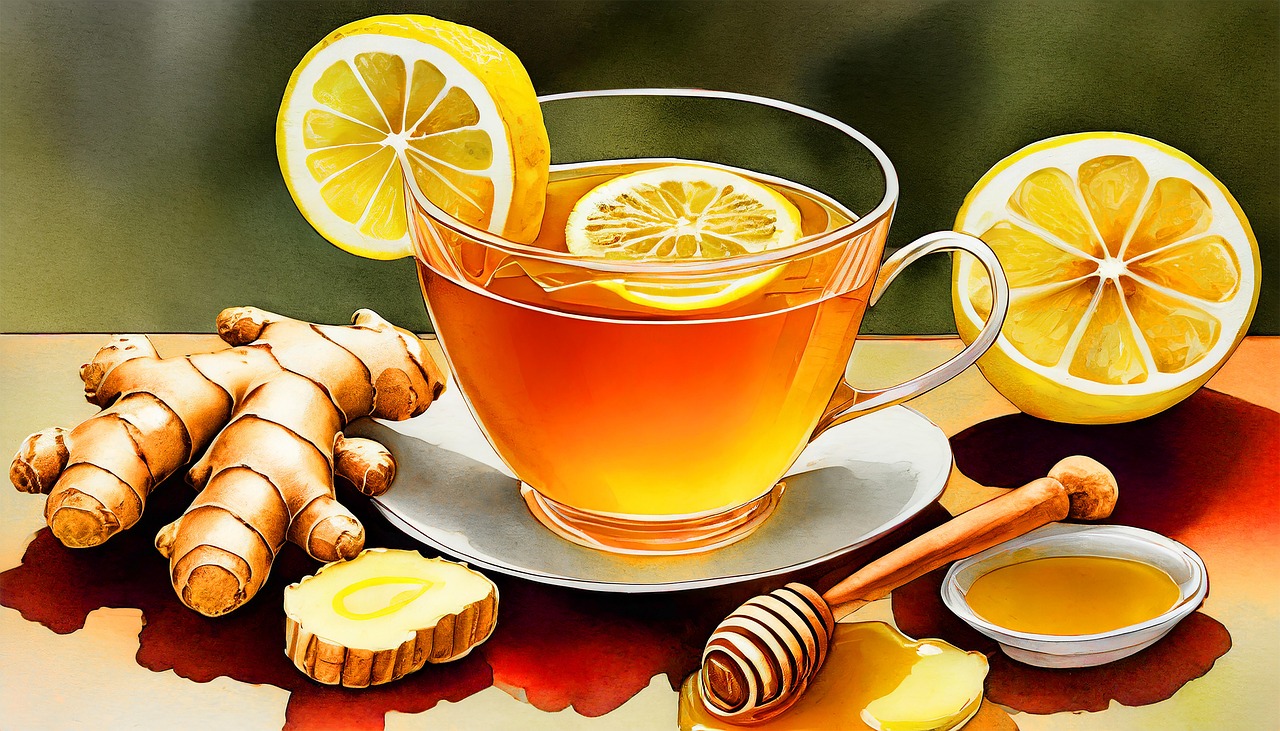 레몬을 곁들인 생강차