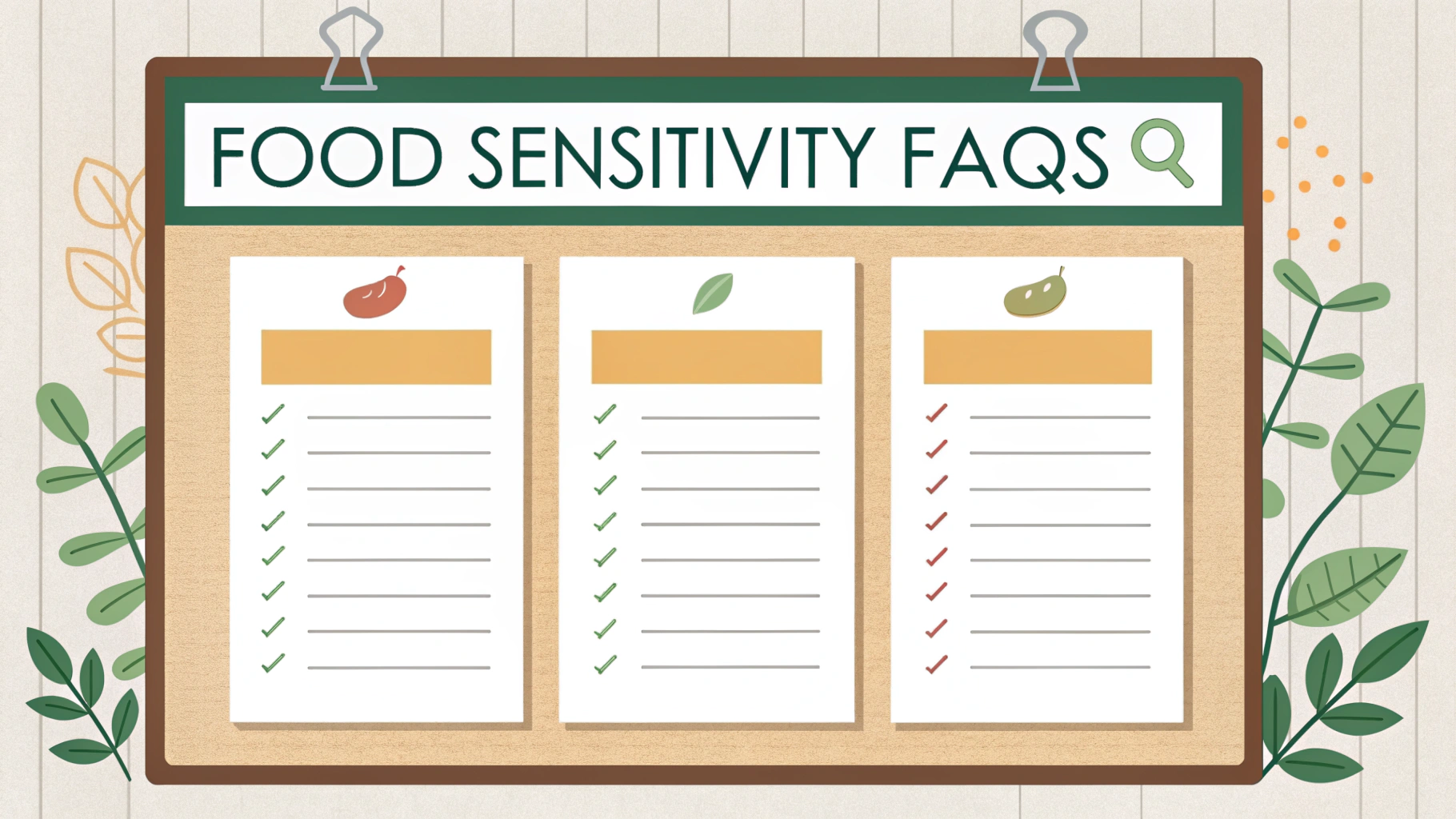 음식물 과민증 검사에 대한 질문과 답변을 담은 자주묻는 질문을 표현한 이미지