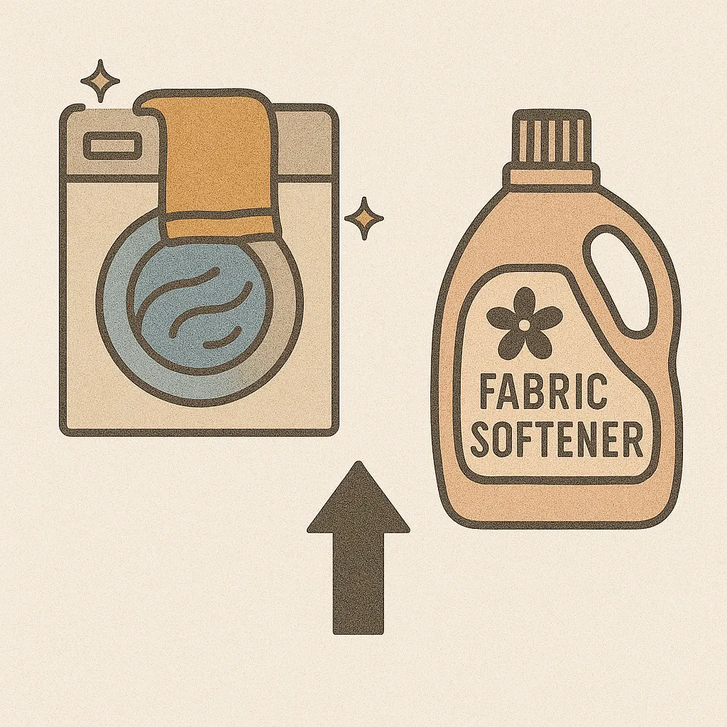 빨래에-섬유유연제를-많이-넣으면-더-부드러워질까를-상징적으로-표현한-일러스트-이미지로-세탁기와-섬유유연제를-묘사
