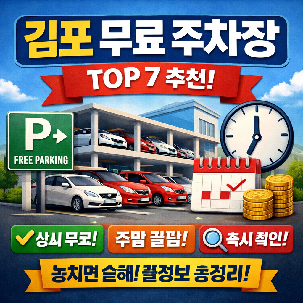 김포에서 주차 스트레스 없이 방문하고 싶다면? 장기동, 구래동, 운양동, 김포공항 인근까지! 2025년 기준 최신 김포 무료 주차장 TOP 7 추천 리스트를 확인해보세요. 실제 후기와 위치 지도까지 완벽 정리!