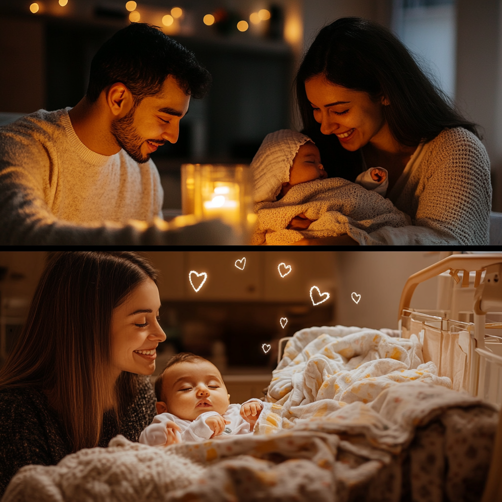 육아 하는 부부 사진