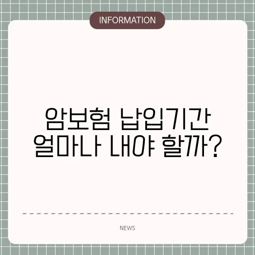 암보험 납입기간 얼마나 내야 할까?