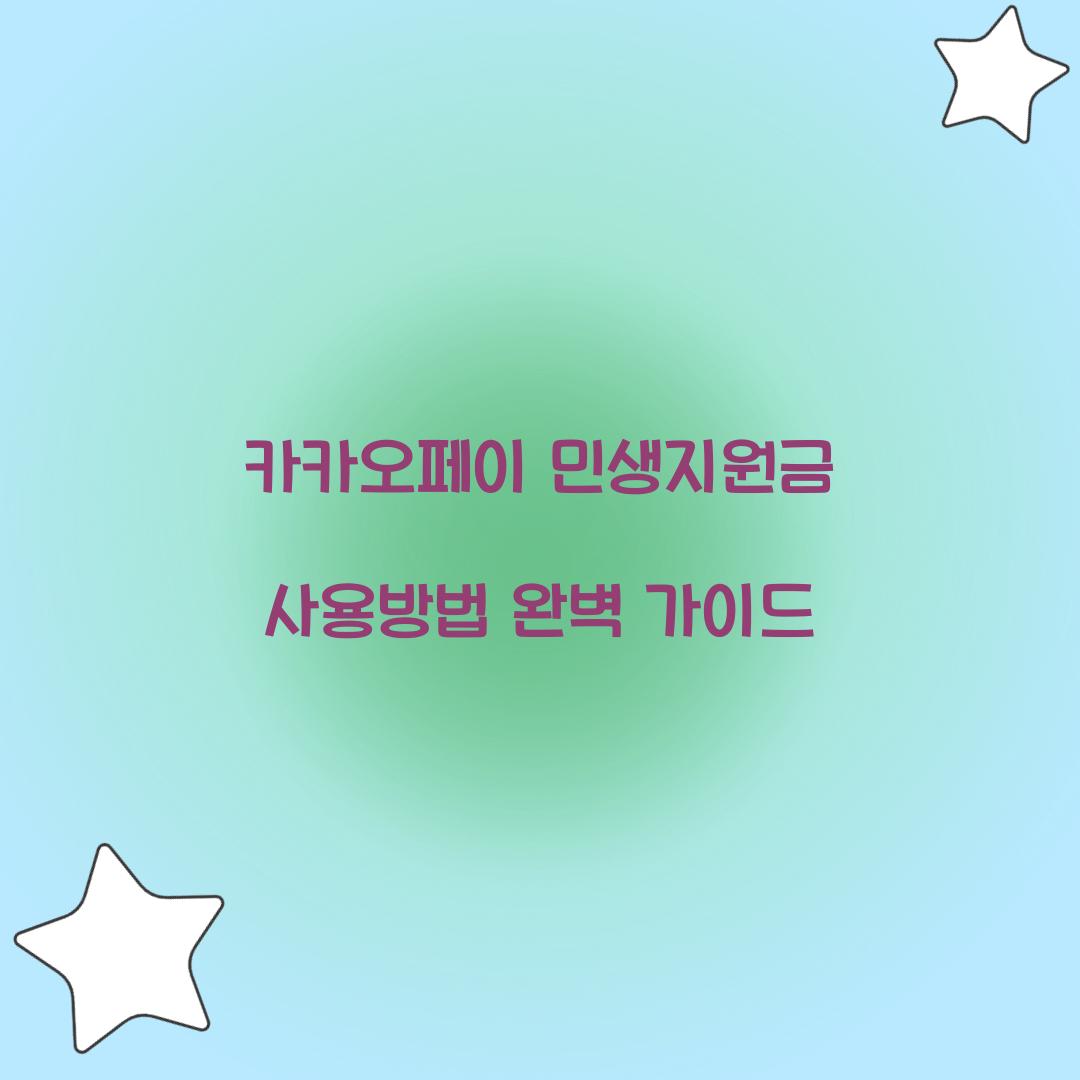카카오페이 민생지원금 사용방법